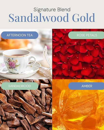 Sandalwood Gold Aroma Oil, Essential Oils Blend for Diffusers & Scent Machines, Sweet Afternoon Tea & Rose, Aromatherapy, Cold Air Diffuser Compatible, 300 mL