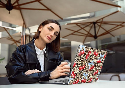 DONGKE for M4 MacBook Air 13.6 Inch Case 2025 2024 2023 2022 Model A3240 A3113 A2681 M3 M2 Chip, Plastic Hard Shell Case Cover with Touch ID for MacBook Air 13 Inch M4 - Leopard Cherry