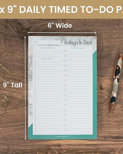 bloom daily planners Undated Daily Timed to-Do List Pad - Tear Off Planning Sheets - 6" x 9" - Color Blocking Marble