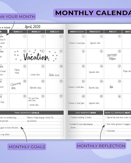 Clever Fox Planner – Undated Weekly & Monthly Planner for Productivity, Time Management & Goals – Organizer Journal – A5 (Lavender)