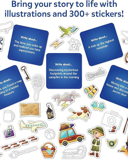Skillmatics Storybook Art Kit - Create Adventure Stories, DIY Craft & Writing Kit with 300+ Stickers, Scrapbooking & Journal Activity, Gifts for Kids Ages 5, 6, 7, 8, 9, 10