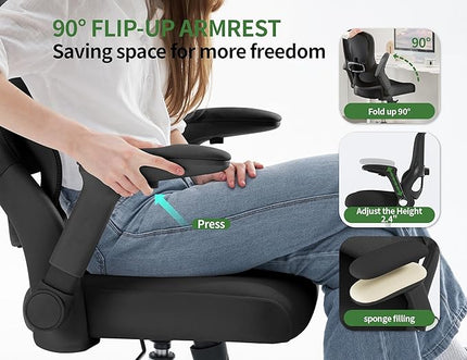 Ergonomic Office Chair: 400LBS Computer Desk Chair Comfy-Black Big and Tall Office Chair with Lumbar Support & Headrest-Gaming Chairs for Adults-Executive Office Rolling Chairs for Home Work