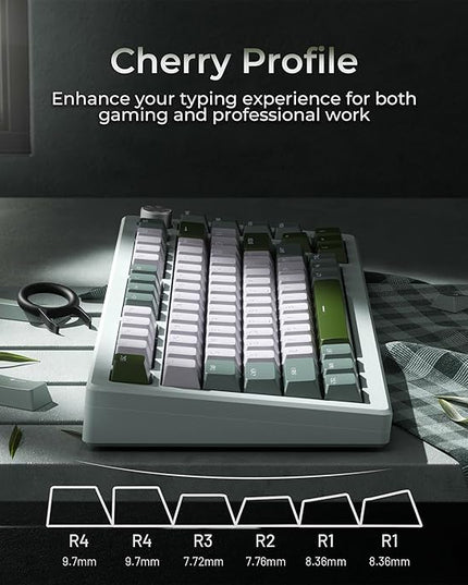 OHY XVX Shine Through Keycaps -133 Keys Cherry Profile Double Shot PBT Keycaps Compatible for 60%/75%/100% Retro Gaming Mechanical Keyboard-Milk Grass Green