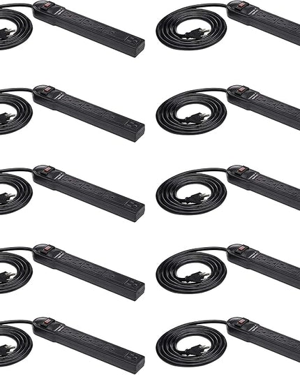 Amazon Basics Surge Protector Power Strip, 6-Outlet, 790 Joules, Circuit Breaker, LED Indicator, 6ft Extension Cord, Black, 10-Pack