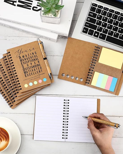 Jetec Inspirational Notebooks Bulk Spiral Notebook with Sticky Notepad Motivational Pens Valentines Day Gifts for for Employee Coworker Nurse Staff Teacher Nurse Volunteer(50 Sets,Amazing)