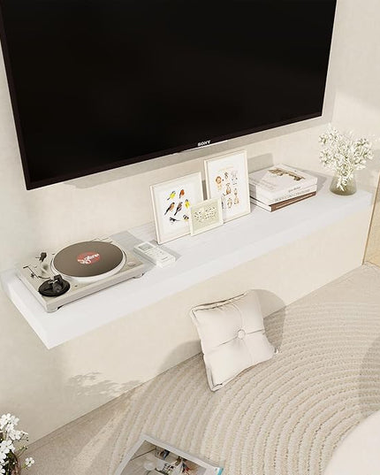 White Floating Shelves 48 Inch Long, 12 Inch Deep Floating Shelves for Wall, 48 x 12 Large Wall Shelves for Home Storage & Display, 2" Thicked Floating Shelf for Bedroom, Living Room, 1 Pack