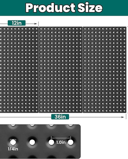 EVERHANGER Metal Pegboard Panels 24" x 12", Heavy Duty Steel Peg Boards for Garage, Pegboard Wall Organizer for Tool Storage and Organization, Black, 3 Pack