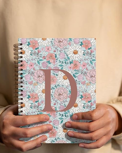 Vintage Floral Personalized Notebook, Initial Letter D Notebook Journal ,Vintage Flower Notebook for Work School Office Supplies,,Monogrammed Notebook for Women Teen Girl,Back to School Supplies 5.5 x 8.3