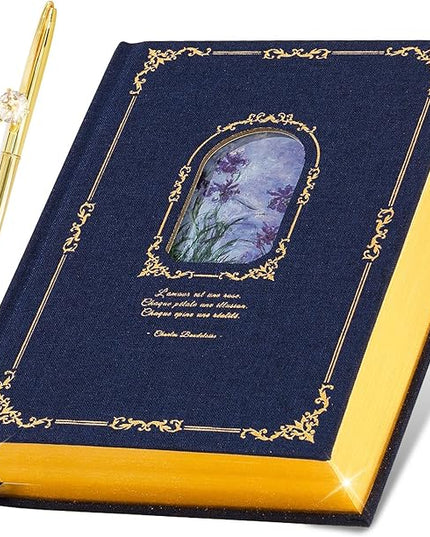 Thick Journal Notebook for Women & Girls, 360 Pages A5 Writing Journaling Notebook with Paintings, Women Journal for Writing, Vintage Journal with Gift Box & Pen for Women Gift Ideas (Midnight Blue)