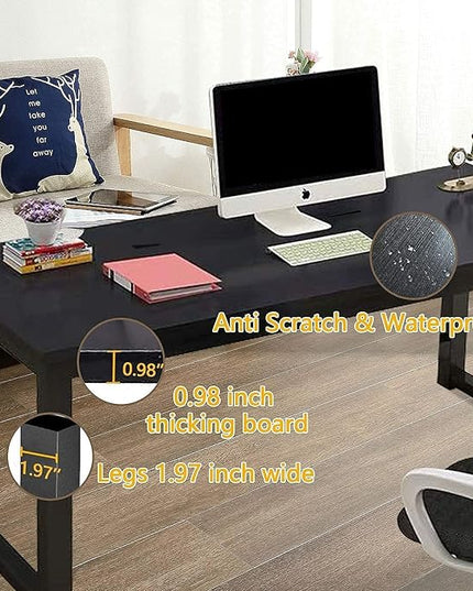 NSdirectModern Computer Desk 63 inch Large Office Desk Writing Study Table for Home Office Desk Workstation Wide Metal Sturdy Frame Thicker Steel Legs, Black.