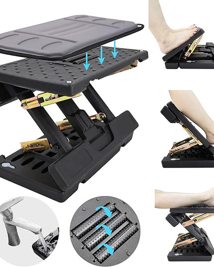 footrest for Under Desk at Work,Height Adjustable Footrest with Massage Roller and Soft Pad, Foldable Ergonomic Foot Rest for Car,Office,Home,Train,Travel,Gaming,Sturdy Metal Frame(Grey)