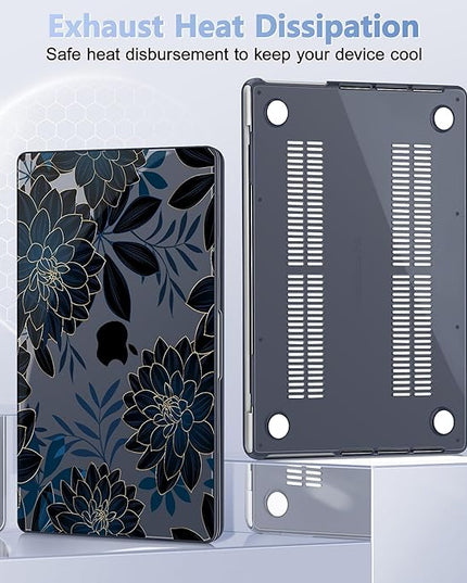 May Chen Case for MacBook Pro 14 inch, Models A2442 A2779 A2918 A2992 A3401 A3185 A3112 A3434, M1 M2 M3 M4 M5 Chip (2021-2025 Release), Plastic Hard Shell Case with Keyboard Cover, Luxury Dahlia