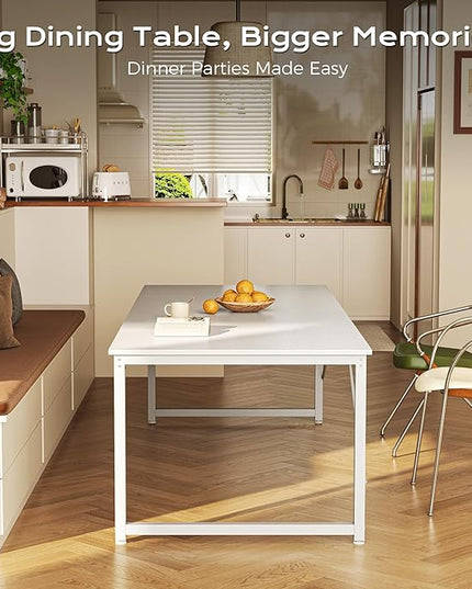 PRAISUN 63 x 29.5 Inch Computer Desk with Deeper Desktop, Gaming Office Writing Work Desk for Home Office, Study, Bedroom, Work from Home, Metal Frame, White