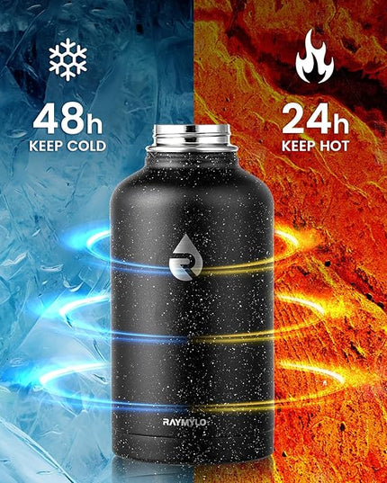 64oz Insulated Water Bottle, Triple Wall Vacuum Stainless Steel Water Bottles - Keeps Cold 48H, Reusable Half Gallon Jug for Gym, Sports, Camping, Hiking,Travel, Starry Sky-Black