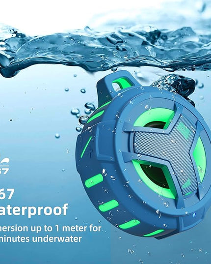 EBODA Shower Bluetooth Waterproof Speaker, IPX7 Floating Portable Wireless Small Speakers with Light, 24H Playtime for Beach, Pool, Kayak Accessories, Gifts for Men and women -Coral Blue
