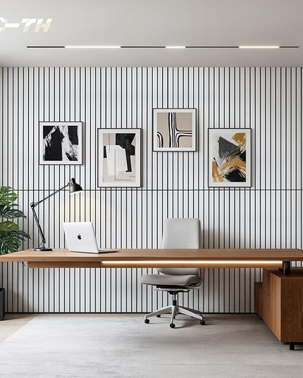 TO-TH Wood-Look Acoustic Panel, 4 Pack 47.2” x 23.6” Soundproof Wall Panels, Decorative Sound Absorbers Large Acoustic Panels for Home, Office, Basement, White Oak
