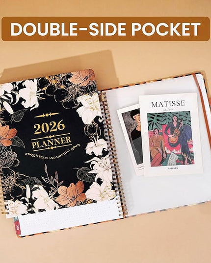 2026 Planner Weekly and Monthly Daily Calendar Planners 8.5 x 11, Jan 2026-Dec 2026, Hard Cover Large Yearly Agenda with Stickers & Tabs for Women Work Home- Green Floral