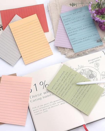 4x6 Inch Lined Sticky Notes, 8 Pack, Vintage Colors, Premium Self-Adhesive Notepads, Large Sticky Pads for Office, School & Home Use, Easy to Use, Reusable & Removable
