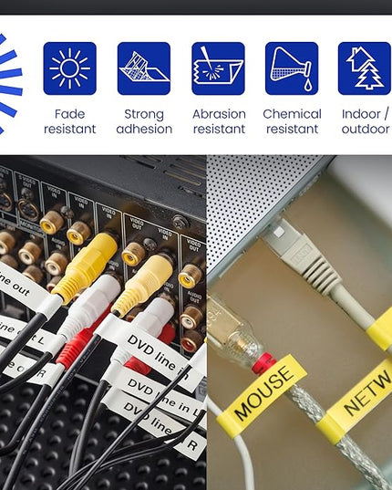 Brother Genuine P-touch TZe, Black Print on White, Flexible ID Laminated Label Tapes (TZeFX261), ~1-1/2in x 26.2ft (36mm x 8m) for Select P-touch Label Makers, Durable, For Cable Wrap, Water-Resistant