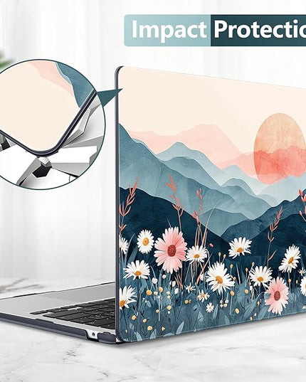 DONGKE for M4 MacBook Air 13.6 Inch Case 2025 2024 2023 2022 Model A3240 A3113 A2681 M3 M2 Chip, Plastic Hard Shell Case Cover with Touch ID for MacBook Air 13 Inch M4 - Sun & Daisie