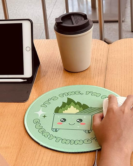 Light Green Dumpster Round Mouse Pad 8.6 x 8.6 Inch, Cute Funny Mousepad for Laptop Gaming, Stitched Edge Non-Slip Rubber Base, Home Office Decor Desk Accessories