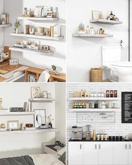 RICHFOCUS 48Inch Floating Shelves for Wall 2 Pack Shelves for Bedroom|Kitchen|Bathroom Wall Mounted Rustic Distressed Wood Floating Shelf with Invisible Brackets for Books|Storage|Decor, Rustic