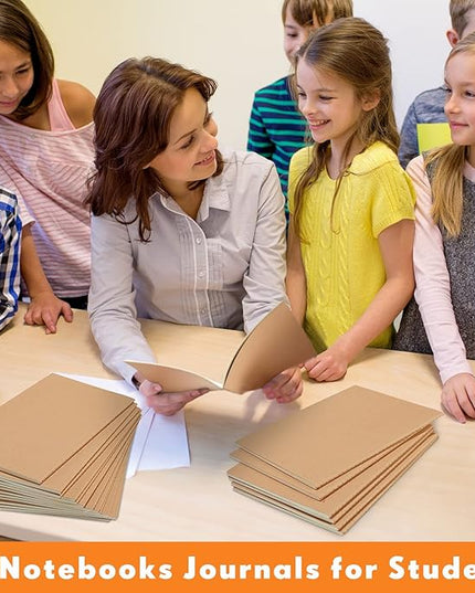 Sepamoon 200 Pack Kraft Notebook Journals 5.5 Inch x 8.3 Inch A5 Journal Softcover Notebooks Bulk for Kids Student Writing Sketch Travel Journal Office Notepad with 60 Pages 30 Sheets(Brown)