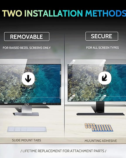 [2 Pack] 28 Inch Privacy Screen for Computer Monitor 16:9 Aspect Ratio, Eye Protection Anti Blue Light Glare Shield, 28inch Removable Black Blackout Anti Spy Desktop Security Private Filter