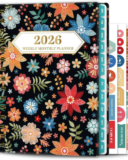 Ymumuda 2026 Planner, Daily Weekly and Monthly Planner，Jan 2026 - Dec 2026, 8.4" x 6.3", 2026 Calendar Planner Book with Tabs, Spiral Notebook with Inner Pocket for Office Home School Supplies