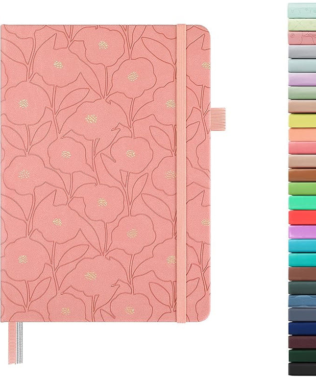 &And Per Se Lined Journal Notebook for Women&Men with Pattern, 160 Pages 100GSM Thick Paper, A5 Hardcover Journals for Writing(1 Pack, Peach Pink)