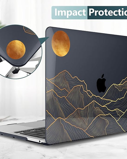 DONGKE Compatible with MacBook Pro 13 inch Case 2024 2023-2020 Release A2338 M2/M1 A2251 A2289 with Retina Display & Touch ID, Plastic Hard Shell & Keyboard Cover & Screen Film - Abstract Mountain