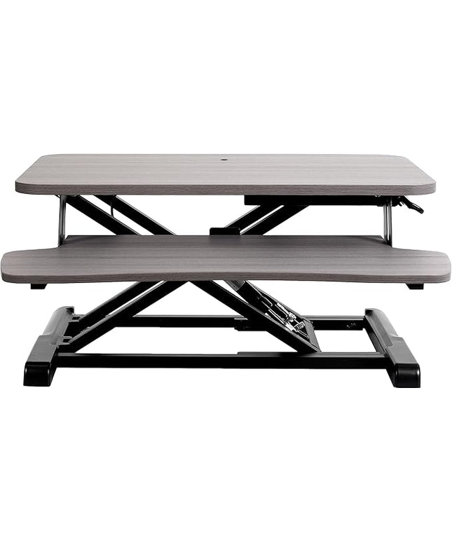 VIVO 26 inch Desk Converter, K Series, Height Adjustable Sit to Stand Riser, Dual Monitor and Laptop Workstation with Keyboard Tray, Gray Top, Black Frame, DESK-V026KG