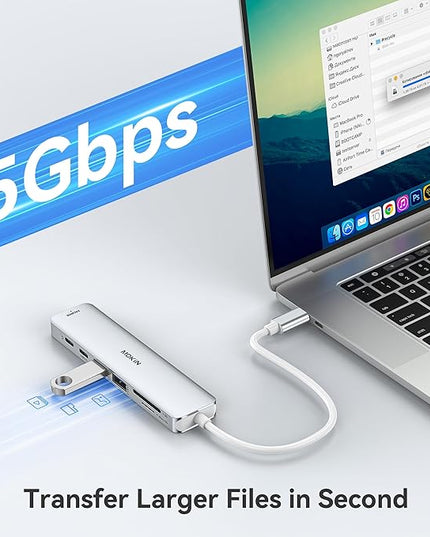 MOKiN 7 in 1 USB C Dongle with HDMI, SD/TF Card Reader, Data Port, 100W PD, 2 USB 3.0 for MacBook Pro/Air, Dell XPS, Lenovo Thinkpad