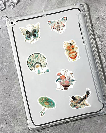 50PCS Vintage Chinoiserie Art Stickers，Chinese Elements Aesthetic Stickers，Vinyl Waterproof Decal,Perfect for Kids,Teens,Water Bottle Suitcase Phone Skateboard Guitar Bike Laptop Scrapbook