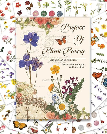 PRSTINCOL Flower Sticker Book, 40 Sheets 470pcs Floral Botanical Themed Journaling Supplies for Scrapbooking Supplies Aesthetic Junk Journal Craft DIY Craft Card Making Laptop