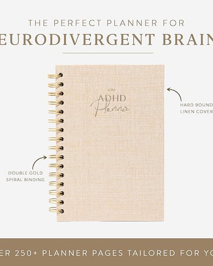 The ADHD Planner - Undated Daily Weekly Schedule Organizer Journal for Disorganized People - Habit Tracker Record Emotions & Mood - Academic Goals - Structure & Focus for Adults Brains (Spiral)