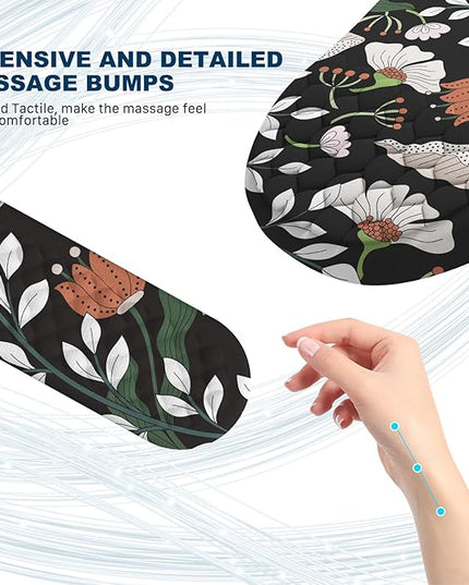 Ergonomic Mouse Pad and Keyboard Wrist Rest with Massage Design, Space-Saving Mouse Pad Wrist Support, Memory Foam Wrist Rest with Non-Slip PU Base for Computer Desk, Multiflora