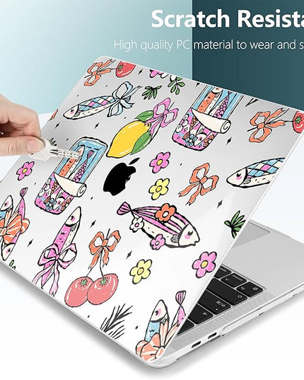 DONGKE Compatible with MacBook Pro 13 inch Case 2024 2023-2020 Release A2338 M2/M1 A2251 A2289 with Retina Display & Touch ID, Plastic Hard Shell & Keyboard Cover & Screen Film - Sardine