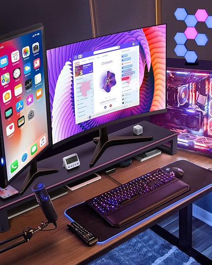 Vaydeer Dual Monitor Stand Computer Riser with USB 3.0 Hub Ports, Double Metal Stand for 2 Computer, TV, PC, Printer, Multi Media Speaker, Multifunctional Desktop Organizer