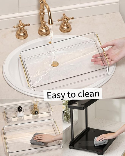 heart & home 1-Pack Under Sink Storage Organizer for Kitchen & Bathroom Cabinets with Removable Washable Tray, Tool-Free Assembly – Multi-Purpose for Kitchen Countertop, Vanity, & Laundry Room，Black