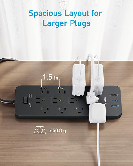 Anker Power Strip with 2100J Surge Protector, Outlet Extender, 5ft Extension Cord with Multiple Outlets, 12 AC, 2 USB A,1 USB C Port for 20W, Home Office, Dorm Room Essentials, TUV Listed