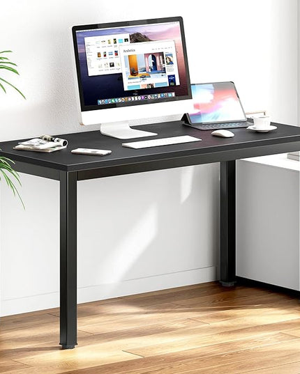 DlandHome 47 inches Medium Computer Desk, Composite Wood Board, Decent and Steady Home Office Desk/Workstation/Table, BS1-120BB Black Walnut and Black Legs, 1 Pack