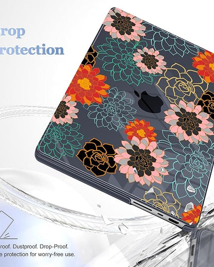 May Chen Case for MacBook Pro 14 inch, Models A2442 A2779 A2918 A2992 A3401 A3185 A3112 A3434, M1 M2 M3 M4 M5 Chip (2021-2025 Release), Plastic Hard Shell Case with Keyboard Cover, Flower