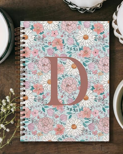 Vintage Floral Personalized Notebook, Initial Letter D Notebook Journal ,Vintage Flower Notebook for Work School Office Supplies,,Monogrammed Notebook for Women Teen Girl,Back to School Supplies 5.5 x 8.3