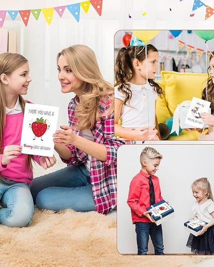 40 Birthday Cards with Envelopes & Stickers Set, 4"x6" Funny Bulk Birthday Card 20 Unique Designs Cute Handmade Greeting Card for Kids, Women, Friends, Family, Work & Office