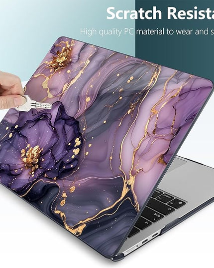 DONGKE for M4 MacBook Air 13.6 Inch Case 2025 2024 2023 2022 Model A3240 A3113 A2681 M3 M2 Chip, Plastic Hard Shell Case Cover with Touch ID for MacBook Air 13 Inch M4 - Purple Hydrangea