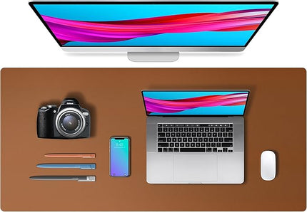 Aothia Leather Desk Pad Protector, Mouse Pad, Office Desk Mat, Non-Slip PU Leather Desk Blotter, Laptop Desk Pad, Waterproof Desk Writing Pad for Office and Home (Brown,36" x 17")