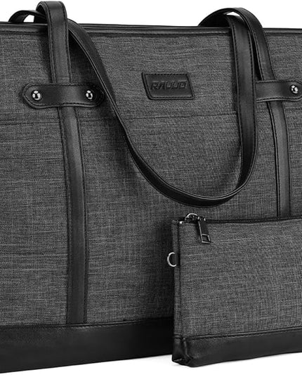 RAVUO Laptop Tote Bag for Women, Water Resistant 15.6 Inch Computer Handbag Purse Teacher Bag With Portable Small Pouch