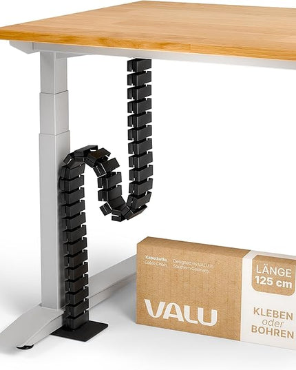 VALU Cable Management Spine – 49 Inch Cable Organizer for Standing & Fixed Desks – Sturdy & Flexible with Magnetic Link – Cord Management System Under Desk with Steel Base & Non-Slip Pads