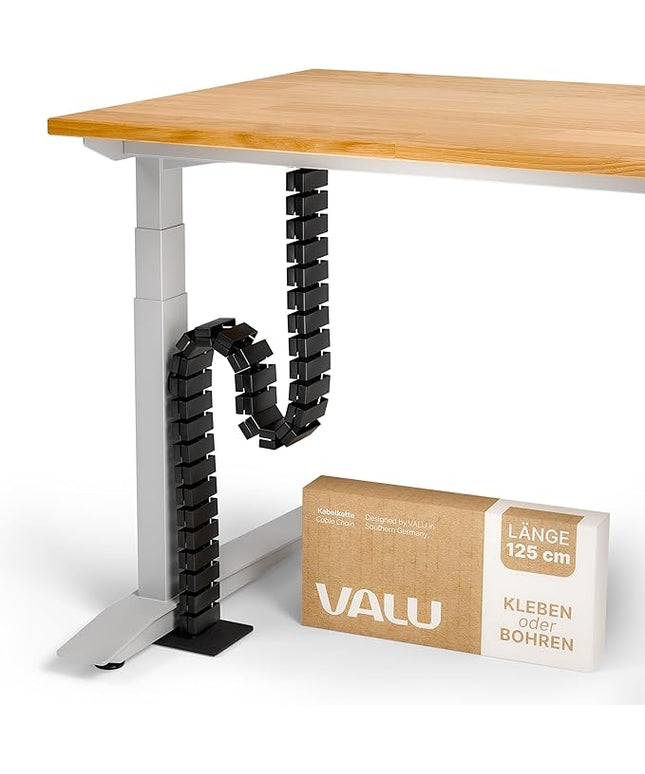 VALU Cable Management Spine – 49 Inch Cable Organizer for Standing & Fixed Desks – Sturdy & Flexible with Magnetic Link – Cord Management System Under Desk with Steel Base & Non-Slip Pads